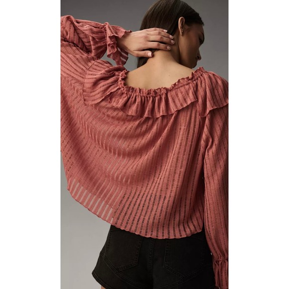 Long sleeve sheer boho blouse. Anthropology - Picture 3 of 6